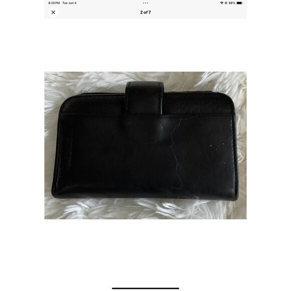 Vintage Buxton Black Top Grain Cowhide Leather Wallet Credit Card Slots Embossed - Picture 2 of 7